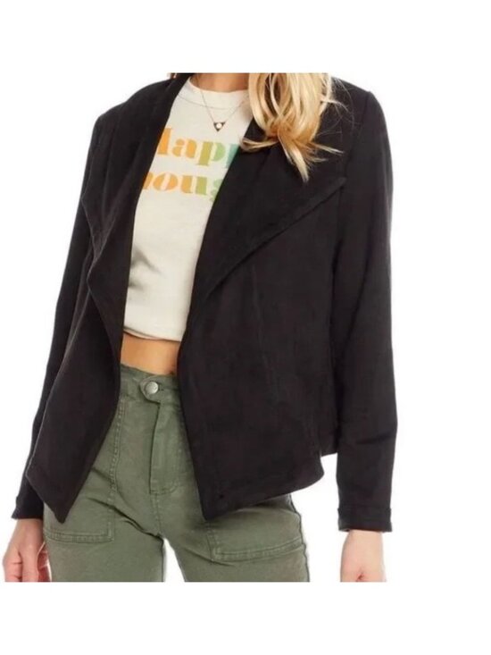 Chaser Jackets & Blazers - Chaser Black Drape Front Jacket